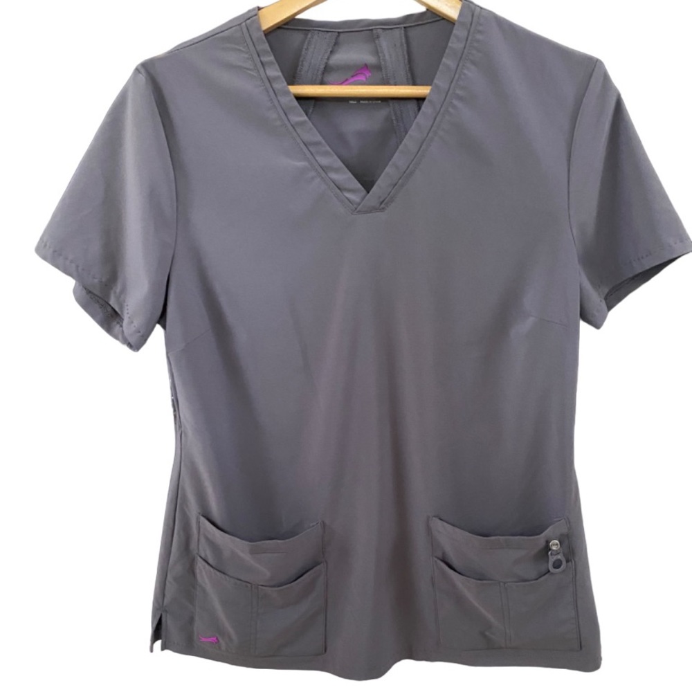 Lynx Gray Scrub Top Size M
